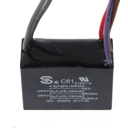 CBB61 Electrical Power Relay Connecting Capacitor 4.5uf+6uf+5uf 250V 5 Wire New