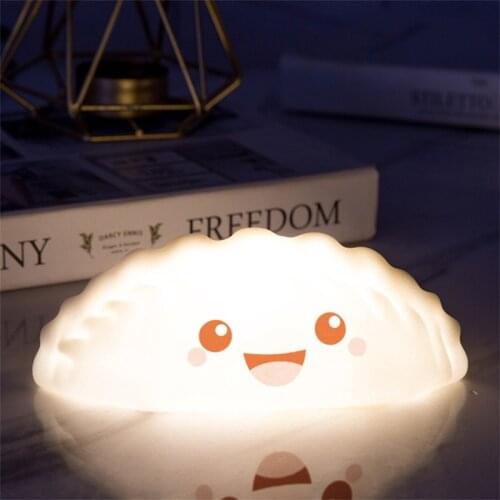 LED Night Light Silicone cute dunmpling Soft Night Lamp with swith for kids children baby bedroom Desktop Decor Ornament Battery