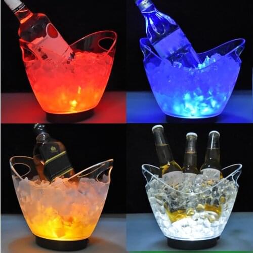 2L Waterproof ABS LED Champagne Bowl Ice Bucket 7 Color LED KTV Bars Nightclubs LED Light Up Beer Bucket Bars Night Party