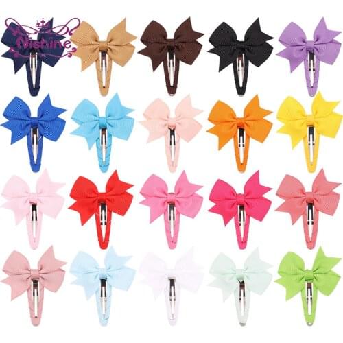 10pcs/lot Grosgrain Ribbon Bowknot Toddler Hair Clips Candy Color Bows Bangs Hairpins DIY Children Headwear Christmas Gifts