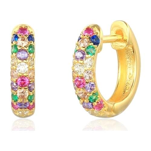 Aide 925 Sterling Silver Hoop Earrings for Women 2021 Trend Pendientes Plata 925 Rainbow Zircon Huggie Earring Jewelry Brincos