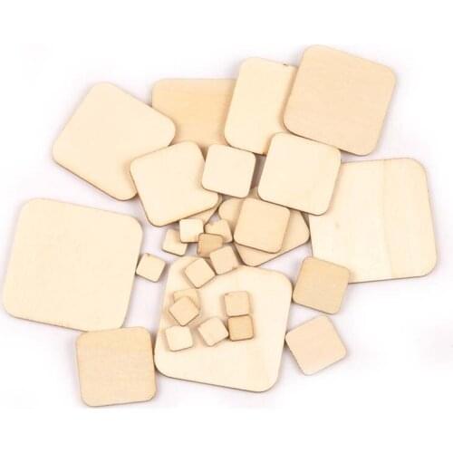 10PCS 20MM Unfinished Wood Pieces, Wooden Squares Cutout Tiles, Natural Rustic Craft Wood for Home Decoration, DIY Supplies