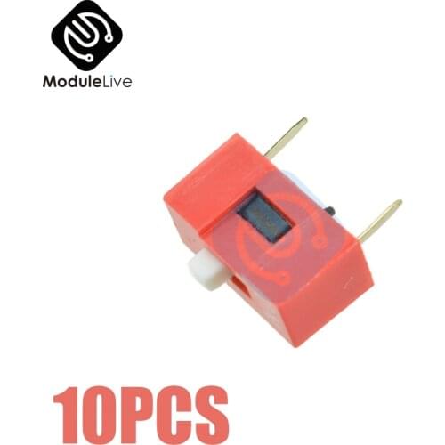 10Pcs Slide Type Switch Module 1-Bit 2.54mm 1 Position Way DIP Red Pitch 2.54 MM Diy