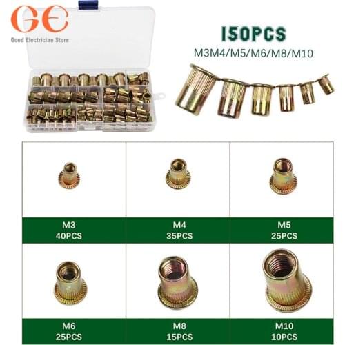 150PCS Mixed Zinc Plated Carbon Steel Rivet Nut Threaded Rivnut Insert M3 M4 M5 M6 M8 M10 bolts and nuts outside furniture