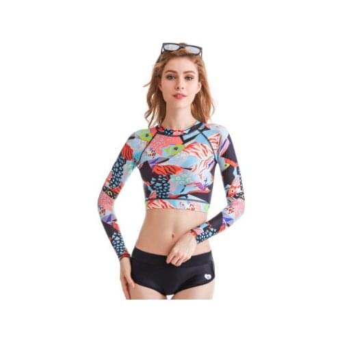 2017 diving suits women long sleeves split body self-exposed belly surfing sunscreen water float submarine clothing
