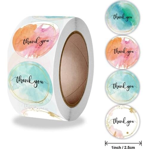 500pcs Floral Color Thank You Stickers Adhesive Seal Labels Business Sticker