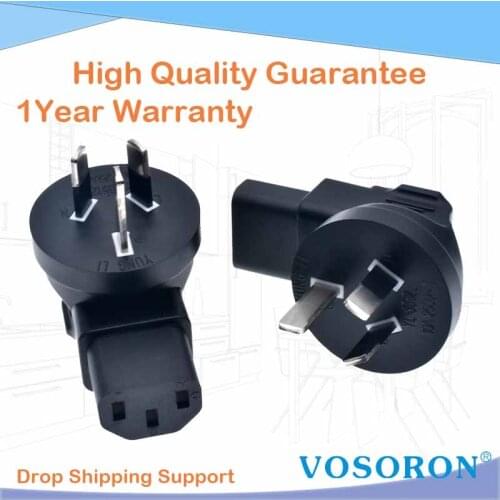 Australia to C13 RIght Angle AC plug adapter AU China Type I flat 3 pins to PDU convert adapter 10A with Semi-insulated feet