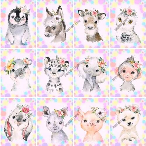 Diamond Painting Animals Home Decoration Mosaic Owl Penguin Diamond Embroidery Full Square Flower Pink Pig Cross Stitch Kits