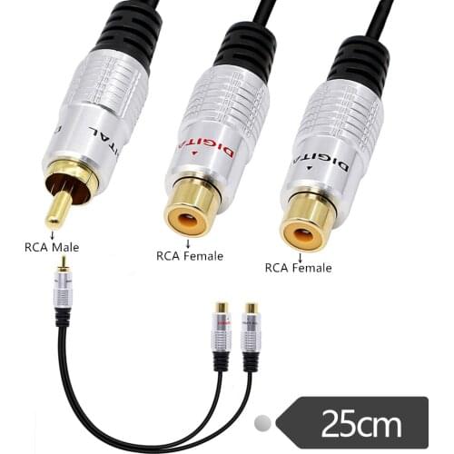 RCA Y-Adapter Audio Cable,RCA Splitter Cable 1 RCA Mono Male to 2 RCA Phono Female Y Adapter Cord (RCA Male to 2 Female)