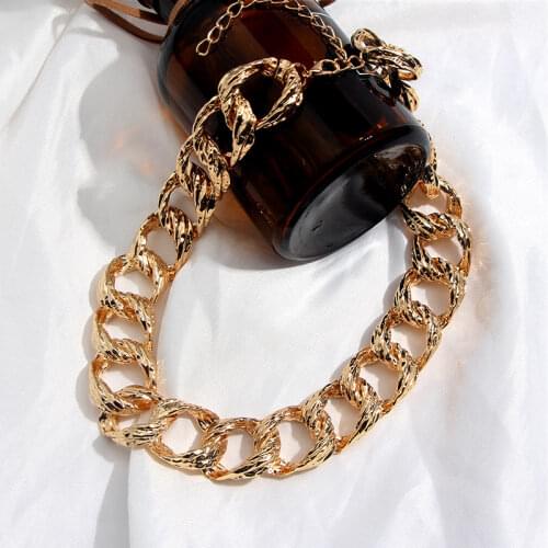 JUST FEEL Gold Color Chain Necklace Chokers Women Metal Circle Link Statement Necklaces Maxi Punk Fashion Party Jewelry 2019