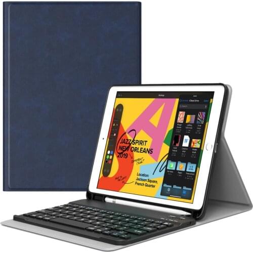 Keyboard Case for New iPad 10.2 2019 with Apple Pencil Holder,Wireless Keyboard Cover Case for Apple New iPad 7th Generation