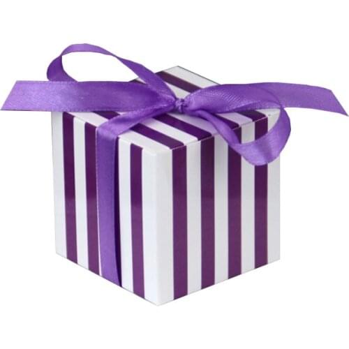 DABONAS 50pcs Paper Cookies Box Striped Xmas Candy Gift Boxes Paper Boxes for Packaging Wedding Kid Birthday Party Decoration