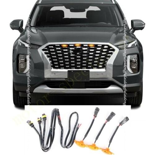 For Hyundai Palisade 2020-2021 LED Car Front bumper Grille LED Amber Light Raptor Style Light Kit Decor W/ Wire Speed