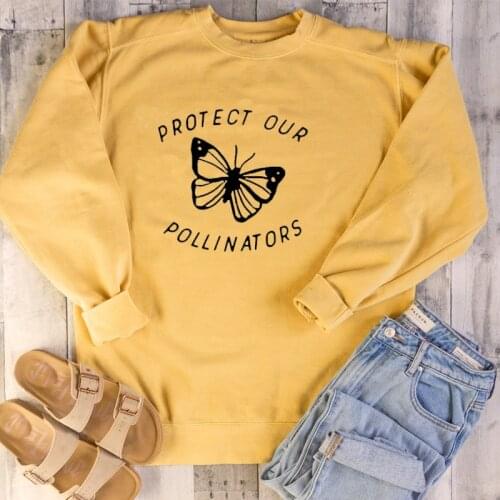 Protect Our Pollinators Lady Sweatshirts Full Long Sleeve Top shirt Fashion Funny O Neck Cotton Women Pullover Drop ship bts