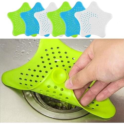 3 Color Five-pointed Star PVC Filter Kitchen Bath Sewer Sink Waste Strainer Filter Drain Catcher bathroom sink strainer