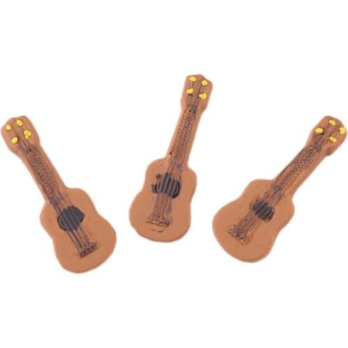 Kawaii Mini Guitar Flatback Resin Cabochon Charms DIY Scrapbooking Craft Phone Case Decoration Accessories