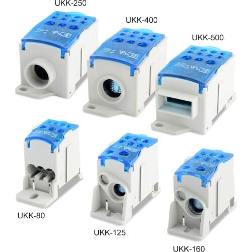 UKK80A 125A 160A 250A 400A 500A Terminal Block 1 in many Out Din Rail Box Universal Electric Wire Connector Power junction box