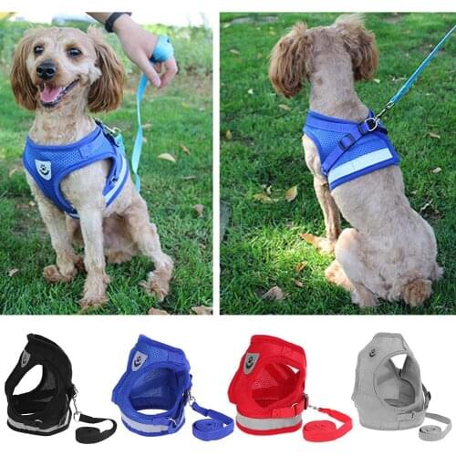 Hot Cat Dog Adjustable Harness Vest Walking Lead Leash Puppy Dogs Collar Polyester Mesh Harness For Small Medium Dog Cat Pet