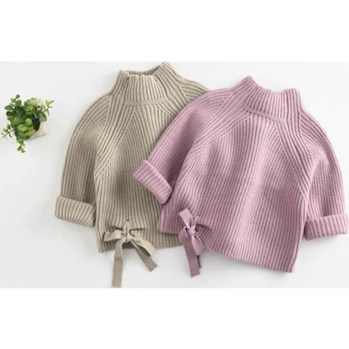 Toddler Baby Girls Autumn Winter Turtleneck Sweaters, Cute Long Sleeve Solid Color Cable Knitted Pullovers Tops, 1-6Years