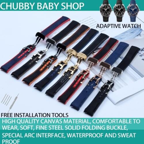 New 20mm 22mm Rubber Silicone back Watch band Nylon Watchband For Omega strap Seamaster 300 Speedmaster 8900 Planet Ocean tools