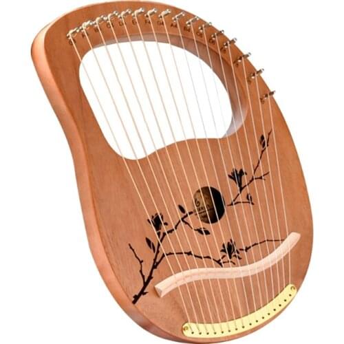 16 Metal Strings Handheld Lyre Harp Mahogany Body Classical Musical Instrument U2JB