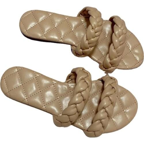 Za2021 New Spring and Summer Fashion Flat Woven Belt Sandals and Slippers Plus Size Women Shoes Ladies Sandals