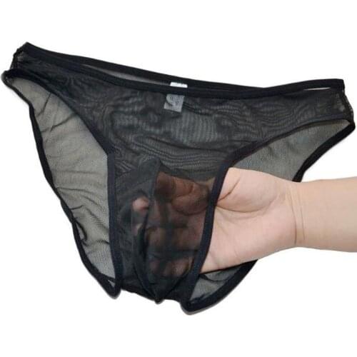 Low-Waist Sexy Underwear Men Viscose Transparent Mesh Gauze Briefs Panties Tрусы Mужские ZJH007