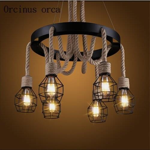 North American industrial wind Iron Chandelier Cafe rural retro chandelier rope Postage free