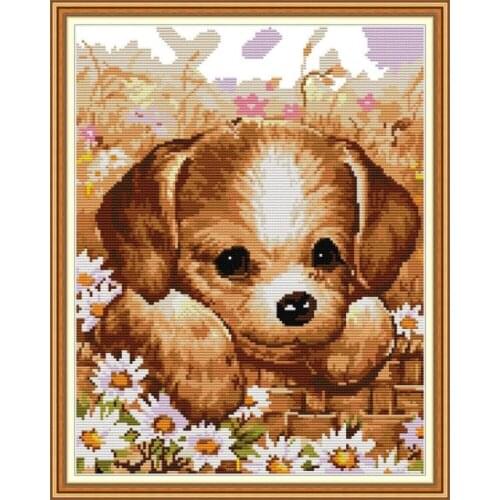 Dog cross stitch kit aida 14ct 11ct count print canvas cross stitches needlework embroidery DIY handmade