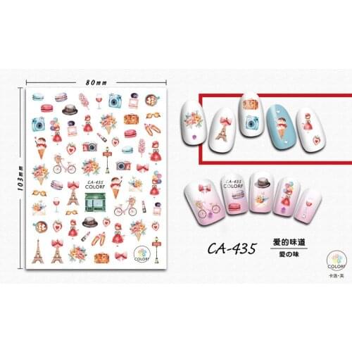 UPRETTEGO SUPER THIN SELF ADHESIVE 3D NAIL ART NAIL SLIDER STICKER FLOWER VALENTINE LOVE HEART FASHION BIKE ROSE CA428-436