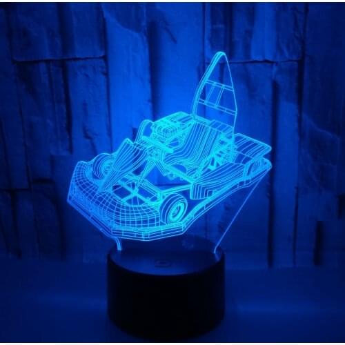 7 Color Chagne Karting 3D Illusion Lamp LED USB 3D Night Lights Creative Toy Car Lamp Home Decoration Baby Sleeping Lighting
