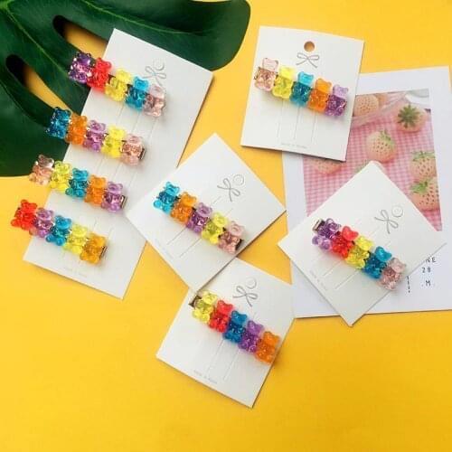 Bear Hairpins Sale Transparent Simple Cartoon Hair clip Women Girl Childrens Accessories Acrylic Jelly Bear Candy Color Hairpin