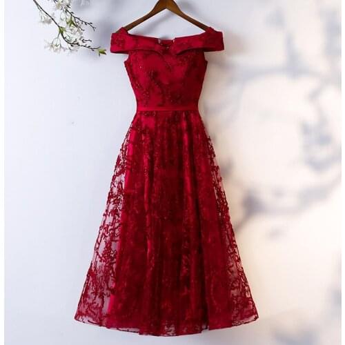 Women Elegant Burgundy Lace-up Party Gown Plus Size 3XL Formal Off-shoulder Long Evening Dresses Robe De Soiree