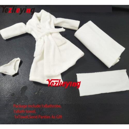 1/6th Vstoys Velvet Women Robes Bath Wearable Towel Dress 18XG12 Bathroom Scene Bathrobe+Bath Towel+Towel Set For 12Inch Figure