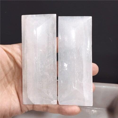 1PC Natural White Selenite Triangle Point Wand Crystal Stone Massage Tool Fraueneis Mineral Specimen Polished Stick As Gifts