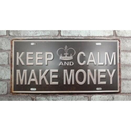 1 pc keep Calm And Make Money plaques Tin Plate Sign plate wall man cave Decoration Metal Art Dropshipping Poster metal