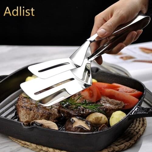 10'' BBQ Clamps 304 Stainless steel Steak Turners Kitchen Roasting Shovels Spatula Food Tongs Bread Clip Fired BBQ Accessories