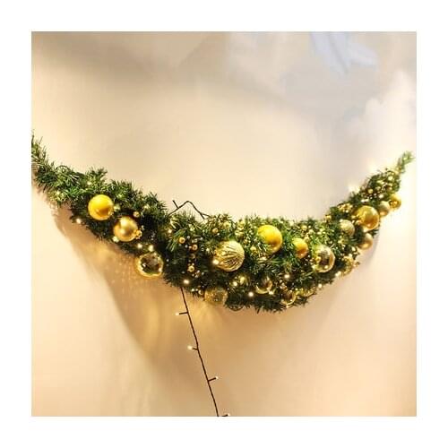 150cm Christmas horned rattan with balls red gold Christmas garland with light Christmas decorations for home