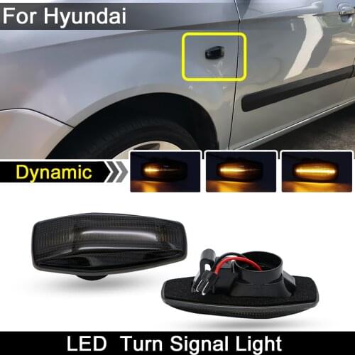 2Pcs For Hyundai Sonata Tucson Elantra Tiburon Accent Smoked Lens Front LED Side Marker Light Dynamic Amber Turn Signal Lamp