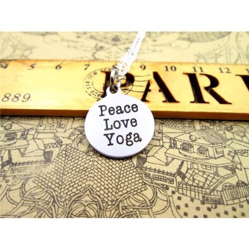 3pcs/lot Fashion stainless steel necklace "peace love yoga" Charms Pendant necklace Jewelry Gift more style for choosing