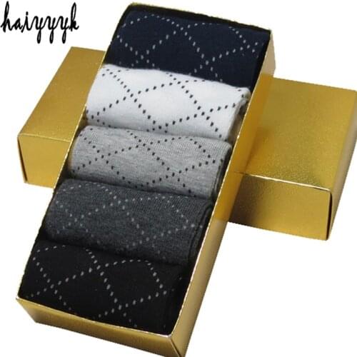 5 Pairs Casual Mens Cotton Socks Standard Classic Dotted Line Cotton Socks Men Soft Comfortable Sock Size Eur 38-43