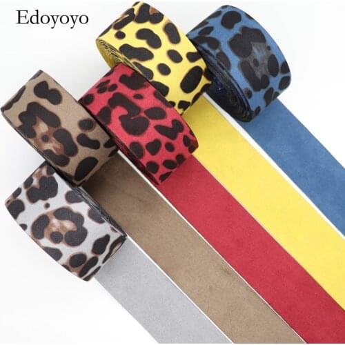 5 Yards 1" 25MM/"1.5'' 38MM Leopard Printed Suede Ribbons For Hair Bows DIY Handmade Materials Y19091203