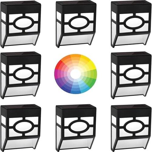 Yohencin 8 Pack Cold White/Multicolor LED Fence Solar Lights Outdoor Deck Garden Yard Driveway Solar Fence Light