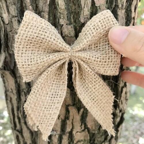 10PCS/LOT DIY Burlap Bows Gift Basket Bows Ribbon Knots For Gift Wrapping Wedding Car House Decoration
