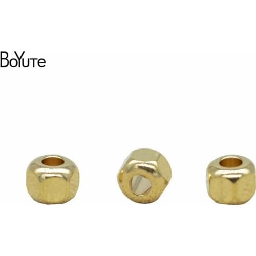 BoYuTe Wholesale (100 Pieces/Lot) 5*4MM-2.9MM Hole Metal Brass Hexagonal Beaded Beads Bodhi Diy Hand Made Jewelry Accessories