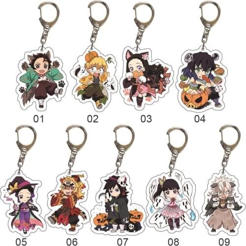 Creative Popular Anime Demon Slayer Keychain Lovely Cute Acrylic Key Chain Funny Cartoon For Men Women Gift