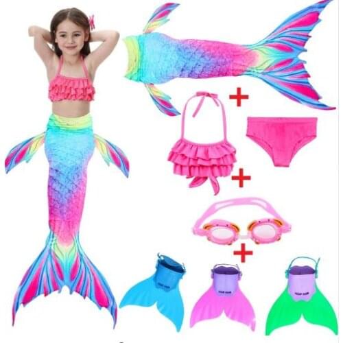 Kids Mermaid Swimsuit Girls Bikini Mermaid Tail with Finned Split Swimsuit Mermaid dress Summer swimsuit for children
