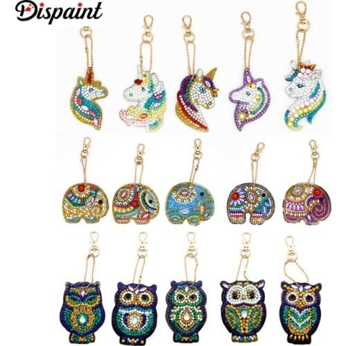 Dispaint 5D Diamond Painting Keychain Special Rhinestone Embroidery Pendant DIY Craft Kits Cross Stitch Key Chain Accessories