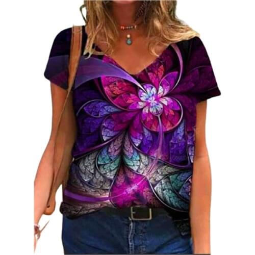 3D Geometric Pattern Print T Shirt Women 2021 New Summer Short Sleeve Loose Tops Casual Streetwear Ladies Tee Clothes Plus Size