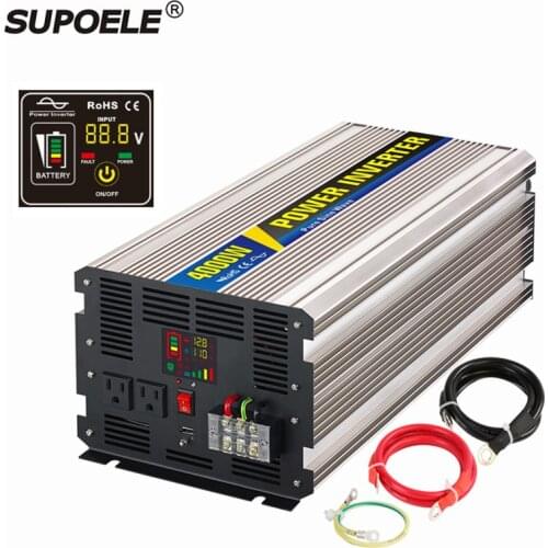 LCD Display 4000W Peak Power 8000W 12V 24V 48V DC to AC 110v 220v off grid Pure Sine Wave Power Inverter With Remote Switch